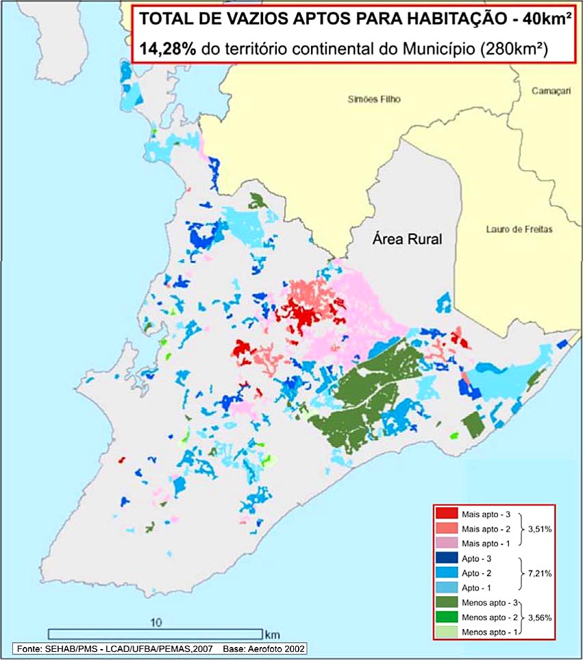 Mapa 3 - Vazios aptos para habitação (Salvador 2002)