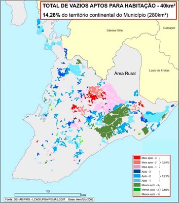 Mapa 3 - Vazios aptos para habitação (Salvador 2002)