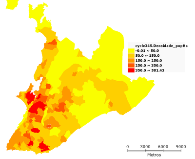 Mapa 1 – Densidade por bairros em Hab/ Ha (Salvador, Censo 2010)